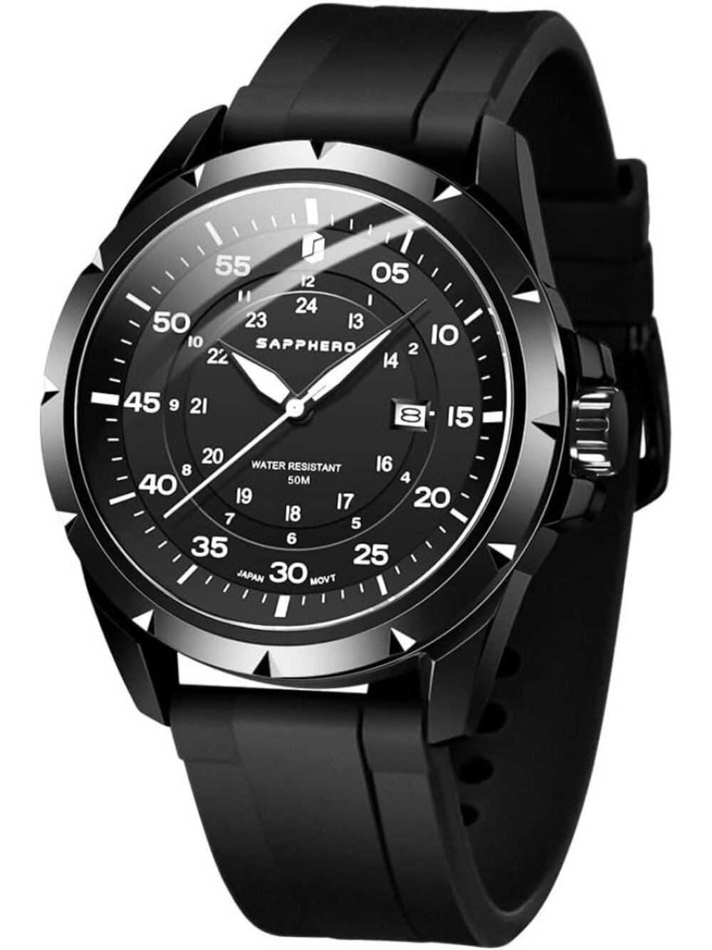 Men's Black White Waterproof Quartz Analog Sport Casual Elegant Wrist Watch